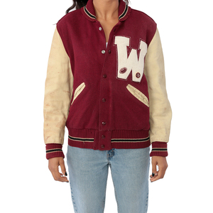 Women Crop <b>Varsity</b> <b>Jacket</b> 2025 Custom Color Breathable Wool/Polyester Stand Collar Custom Logo OEM Service <b>Plain</b> Dyed Nylon - Product Image 6