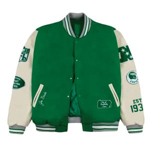 แจ็คเก็ตวิทยาลัยแบบขายส่ง OEM สไตล์สตรีทแฟชั่น  ผ้าหนังทอแบบระบายอากาศได้ดี ติดกระดุมแบบตั้ง  ดีไซน์ทันสมัย - Product Image 5