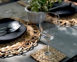 Napperon en osier de jacinthe d'eau florale Boho tapis de paille tissé naturel pour les fêtes de mariage nouvel an et noël - Product Image 2