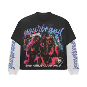 เสื้อยืดผ้าซาตินแขนยาวสำหรับทุกเพศเสื้อยืดแขนยาวผ้า6XL 220GSM ปักโลโก้ได้ตามต้องการ - Product Image 1