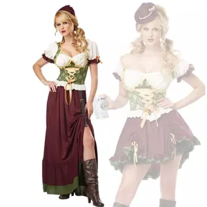 Costume di Halloween Costume da cameriere con spacco lungo da donna tedesco Oktoberfest Costume tradizionale nazionale bavarese