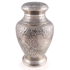 Urna de cremación de latón fundido para cenizas humanas, urnas para adultos hechas a mano antiguas de plata de la mejor calidad, urnas al por mayor, suministros funerarios - Product Image 1