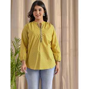 Yellow Ladies' Top Front Buttons Simple Formal Style XL Size Poplin <b>Silk</b> Chiffon Linen Knitted Fabrics Loose Fit Striped Pattern - Product Image 3