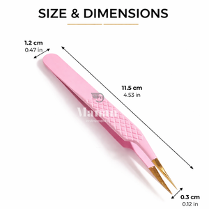 Pinzas para Pestañas Rosadas MANAN INSTRUMENTS Premium, Acero Inoxidable Dorado, Punta de Precisión Suave, Herramienta de Aislamiento de Cejas, Calidad de Salón - Product Image 4