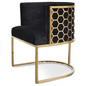 Chaise de luxe en tissu velours doré et noir design en maille Mobilier console incrusté d'os Prix de gros de haute qualité pour la maison et l'hôtel - Product Image 1