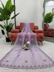 Fiesta Boda Desgaste Nuevo diseñador Organza Seda Fantasía Hermosa Secuencia pesada e hilo Bordado Trabajo Sari y blusa - Product Image 3