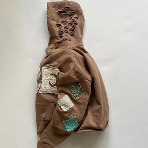 Dernier modèle de sweat-shirt surdimensionné à patchs de détresse Streetwear personnalisé vintage pour hommes sweat à capuche en éponge française - Product Image 2