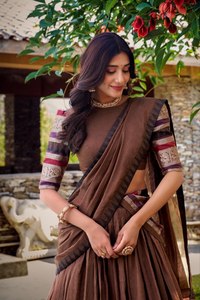 Lehenga Choli de Chanderi Puro para Bodas con Bordado Liso y Zari, Fabricante de Moda Femenina al Precio Más Bajo - Product Image 6