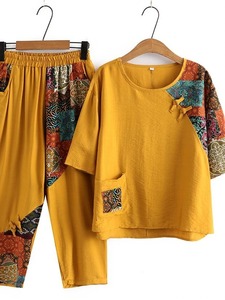 ชุดเซ็ตเสื้อผ้าผู้หญิง 2 ชิ้น กางเกงขาสั้น ผ้าฝ้าย ระบายอากาศ แห้งเร็ว ปักลายเรียบ - Product Image 2