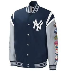 Veste de baseball varsity à logo personnalisé à prix avantageux, vente en gros, corps en laine, col montant, veste de lettreman d'hiver pour hommes - Product Image 1