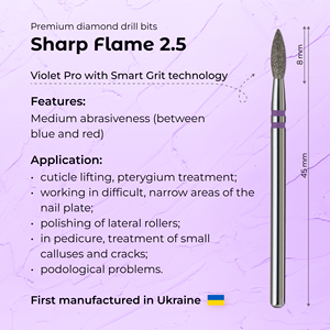Premium Diamond <b>Nail</b> Bit Sharp Flame 2.5mm Violet PRO for Professional Cuticle Care - Product Image 3