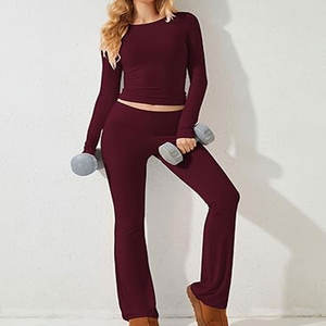 2025 New Solid Washed 2-Piece Set Women's Casual Winter Sports Suit Crop Tops <b>Sexy</b> <b>Leggings</b> Short Length Comfortable for Wear - Product Image 6