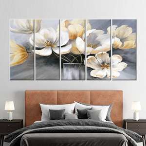 Impresión en lienzo de flores abstractas: elegante decoración floral para pared, 5P: Gallery Wrapped - Product Image 1