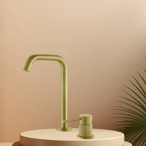 Popular 360 Rotation Deck Mounted Basin Faucets 2 Holes Face Solid Lift Brass Basin Mixers Tap Sink Faucet