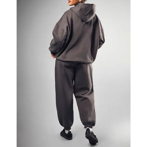 Hot Sale Women's Winter 100% Cotton Tracksuit <b>Set</b> Customizable 2 Piece Solid Long Sleeve Jogger <b>Sweat</b> <b>Set</b> - Product Image 2