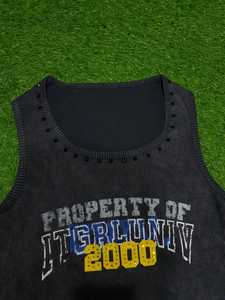 Débardeur pour femme en strass de haute qualité, meilleur style avec pantalon en molleton français, logo sur le devant, vente en gros - Product Image 4