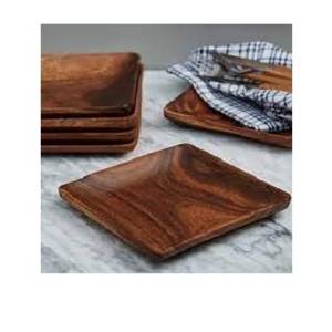 Assiette de service en bois d'acacia brun naturel de haute qualité fabriquée à la main et durable en taille ronde-Commande minimum 100pcs - Product Image 2