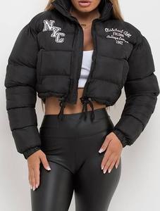 Women's <b>Crop</b> Top <b>Puffer</b> <b>Jacket</b> Embroidered Customizable Cold Weather Ready On-Trend Design Full Personalization Options Cotton - Product Image 3