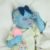Lifereborn 18 pouces 46cm peau d'avatar bleu Reborn nouveau-né poupées Bebe Silicone vinyle Reborn bébé poupées pour cadeaux