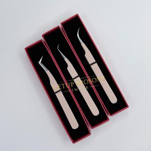 Pinzas para Extensión de Pestañas Getup Brosons Impex de Acero Inoxidable, Punta Curva para Aislamiento Suave, Recubrimiento en Polvo Color Nude, Antiestáticas - Product Image 6