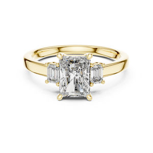 Anillo de Diamante Cultivado en Laboratorio Radiante y Esmeralda en Oro Rosa de 14K para Mujer |   Diamante Cultivado Nuevo - Product Image 2