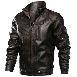 Nouvelle veste de moto en peau de mouton pour homme, tendance, col montant personnalisé, logo frontal, motif uni, respirante, prix raisonnable - Product Image 1