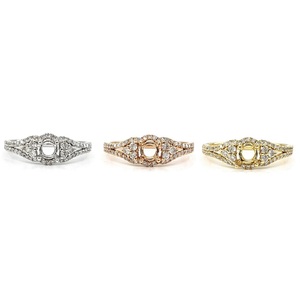 Bijoux fins de Hong Kong, logo personnalisé, or jaune massif 18 carats de haute qualité, diamant véritable, semi-monture classique, pour fêtes, mariages, fiançailles - Product Image 4