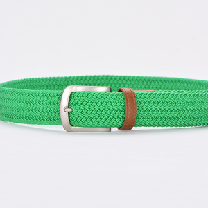 Ceinture élastique ajustable en cuir tressé blanc pour homme avec logo personnalisé - Product Image 6