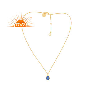 Collar con colgante de piedras preciosas de Calcedonia azul natural para mujer, Plata de Ley 925, fabricante de joyería - Product Image 3
