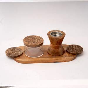 Plateau de service en bois artisanal élégant et décoratif de nouvelle conception 2026 avec incrustation de nacre pour le Ramadan, vente en gros en Inde - Product Image 5