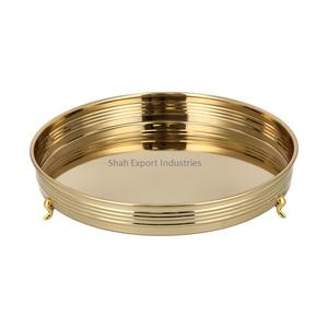 Elegant Design Golden Metal Serving <b>Tray</b> Round Shape for Home & Hotel Tabletop Food & <b>Drinks</b> Serving Dish & <b>Tray</b> - Product Image 1