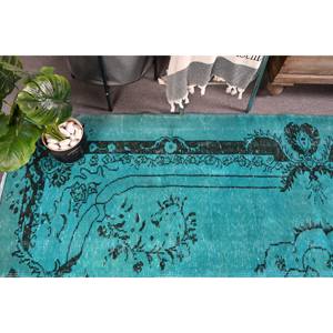 Alfombra turca Vintage azul tradicional 5,7X9 pies diseño de retazos de lana respaldo de látex altura de pila de felpa para sala de estar pasillo dormitorio - Product Image 2