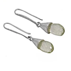 Boucles d'oreilles pendantes en argent en forme de larme pour femmes, boucles d'oreilles pendantes classiques religieuses tendance avec pierre précieuse et perle pour les fêtes - Product Image 3