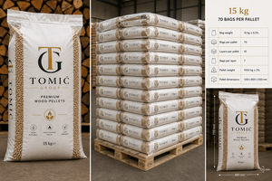 Nouvelles granulés de bois dur de première qualité 6 mm pour système de chauffage de classe A1 en sacs de 15 kg avec 3 % de cendres et 3 % d'humidité - Product Image 2