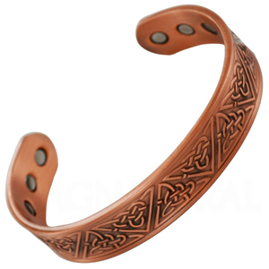 2023 septembre 3mm épais style tibétain gravé manchette bijoux magnétiques marteau Texture torsadé pur cuivre Bracelets - Product Image 5