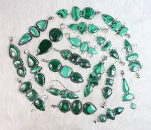100% malachite verte naturelle 925 pendentif en argent sterling et breloque pendentif en pierres précieuses à la mode du fabricant de gros - Product Image 3