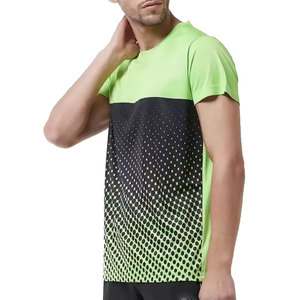 เสื้อยืดคอกลมแขนสั้นผู้ชาย ลายจุด พิมพ์ลายแบบซับลิเมชั่น แห้งเร็ว ทรงปกติ สวมใส่สบาย สีเขียวดำ ผ้าโพลีเอสเตอร์ถัก - Product Image 2