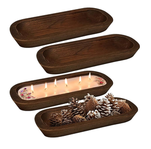 Soporte para velas de madera de mango, cuenco para masa, forma redonda, utensilios de cocina, cuencos de madera para comedor, Decoración de mesa para el hogar - Product Image 2