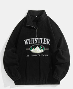 Sweat-shirt polaire respirant d'hiver à demi fermeture éclair Style de rue sweat-shirts brodés de bonne qualité à bas prix en gros - Product Image 1