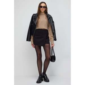 Mini-jupe décontractée en tissu non tissé à armure croisée, au-dessus du genou, 72 % polyester, taille XS, longueur courte, taille naturelle - Product Image 2