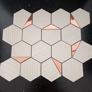 Clay Root Tiles 73mm Hexagon Ceramic Mosaic Tile Linia White for Bathroom walls & <b>shower</b> areas <b>Bar</b> counters Reception areas - Product Image 1