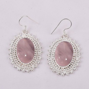 เครื่องประดับสตรี 925 เงินสเตอร์ลิงต่างหูห้อยด้วยพลอยโรสควอตซ์อุปกรณ์เสริมแฟชั่นสําหรับสาวๆ - Product Image 3