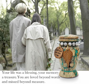 Urne souvenir en bois faite à la main: boîte commémorative personnalisée en incrustation de résine de conception d'arbre de vie pour des cendres - Product Image 3