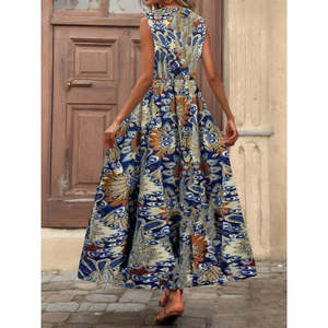Vestido Maxi Estampado con Tirantes y Cuello Cruzado para Mujer de Jane's, Estilo Casual sin Mangas para Verano, Diseño sin Cinturón para Uso Diario - Product Image 6