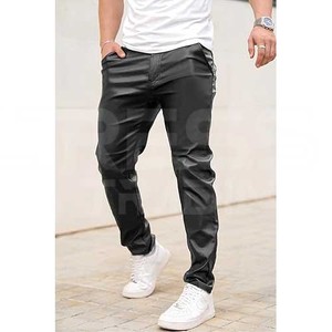 Pantalones de hombre Pantalones de cuero a rayas curvos rectos Pantalones de cuero originales para hombres en precio bajo - Product Image 2