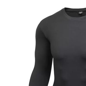 High Quality Breathable Fitness <b>Compression</b> <b>Shirts</b> for Adults <b>Black</b> Color Long Sleeve Rash Guards for Men's - Product Image 4