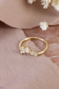 10k or massif poire coupe diamant bague laboratoire cultivé diamant mariage poire coupe Eco diamant bague de fiançailles cadeau pour elle - Product Image 4