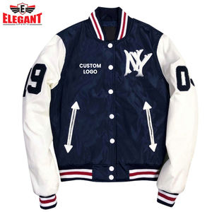 OEM Customized Logo <b>Leather</b> Sleeve Varsity Jackets Best Selling Highest Quality Street Wear Men Varsity Jackets - Product Image 4