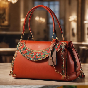 Bolso de médico estilo vintage con tapicería y herrajes dorados. Textura clásica tejida disponible a precios de mayoreo. - Product Image 3