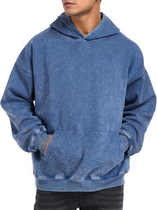 Sweat à capuche en molleton vintage délavé à l'acide, coupe classique, poids lourd pour l'hiver, streetwear pour homme, style confortable et audacieux, broderie numérique - Product Image 3